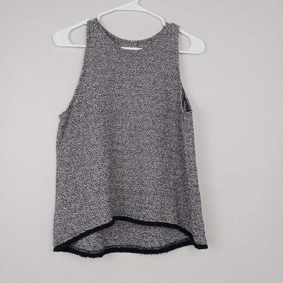 MADEWELL Swingy Fringe Tank Top women's size S black white knit - Picture 4 of 8